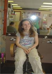 Student before getting her hair done